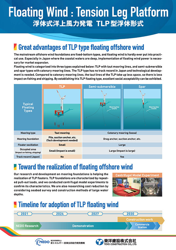 浮体式洋上風力発電TLP型浮体形式の開発